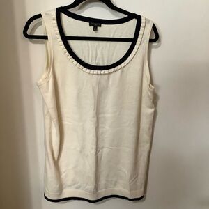 TALBOTS: Elegant Cream Tank Top with Black Trim